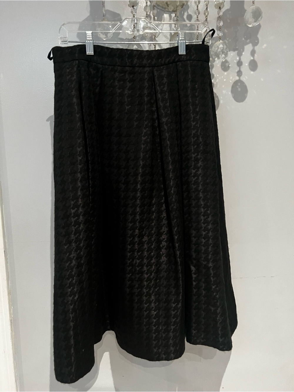 Karl Lagerfeld Black Textured A-Line Midi Skirt